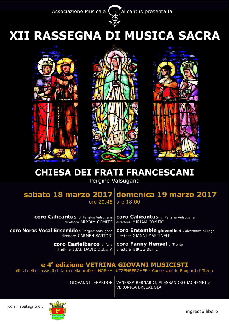 locandina della XII rassegna di musica sacra a Pergine